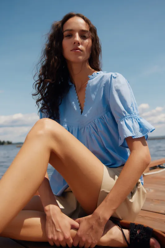 Candice vista blue cotton blouse sold by MELISSA NEPTON