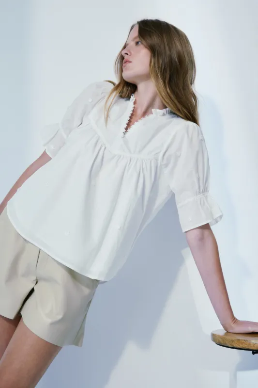Candice  off white cotton blouse sold by MELISSA NEPTON