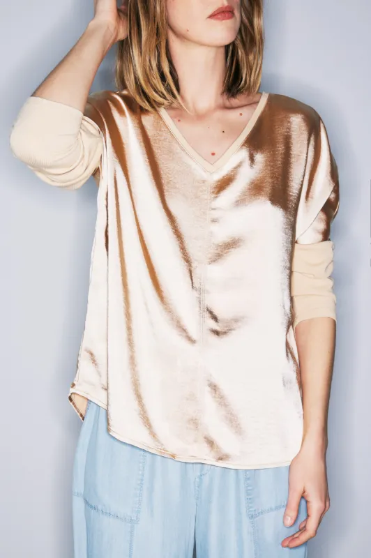 Cindy nougat satin top sold by MELISSA NEPTON