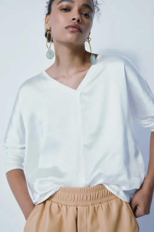 Cindy off white satin top sold by MELISSA NEPTON