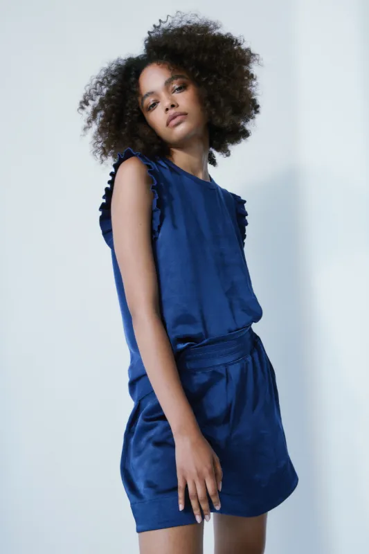 Naja summer navy satin top sold by MELISSA NEPTON