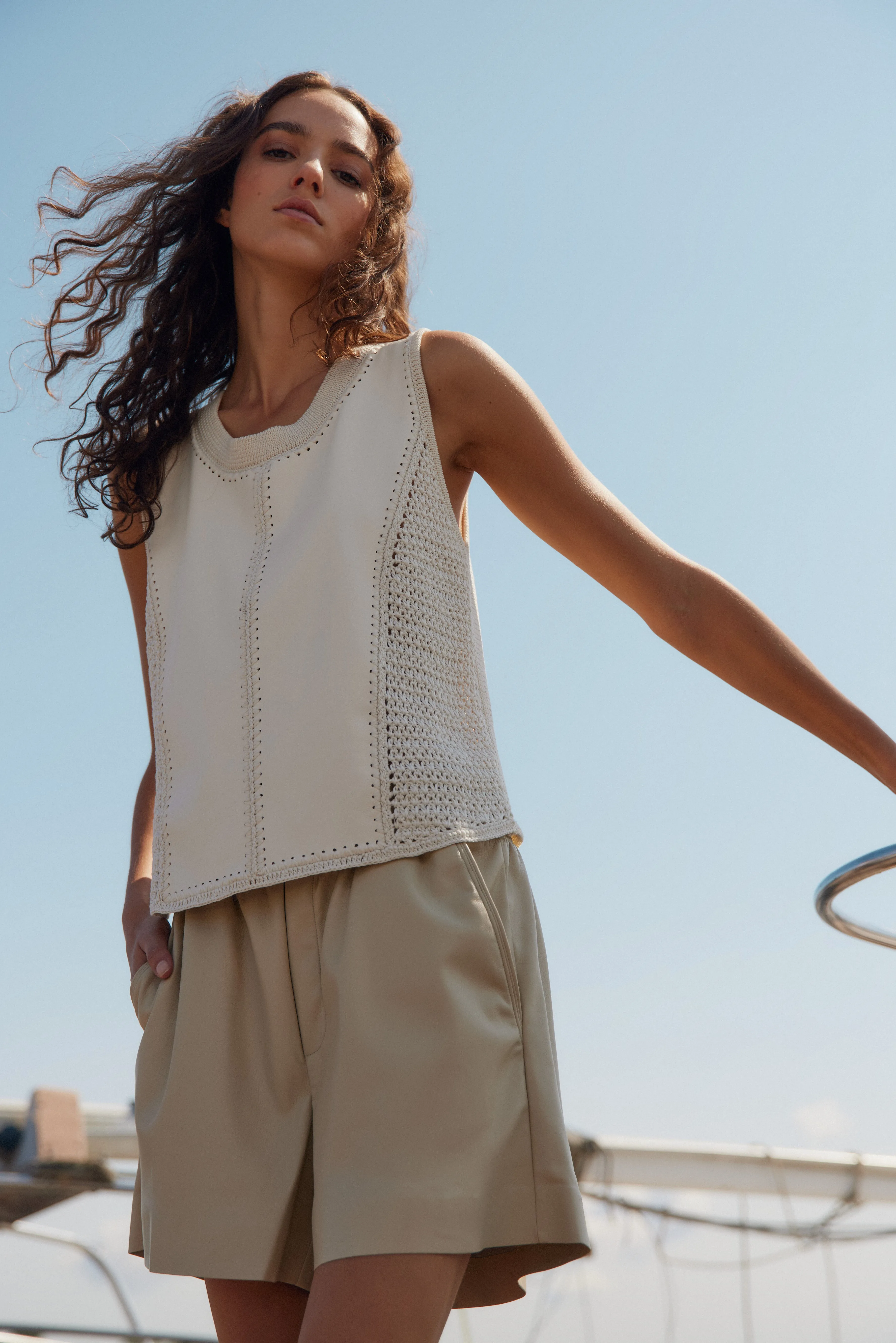 Lilo faux leather vacation beige short sold by MELISSA NEPTON product image thumbnail 2