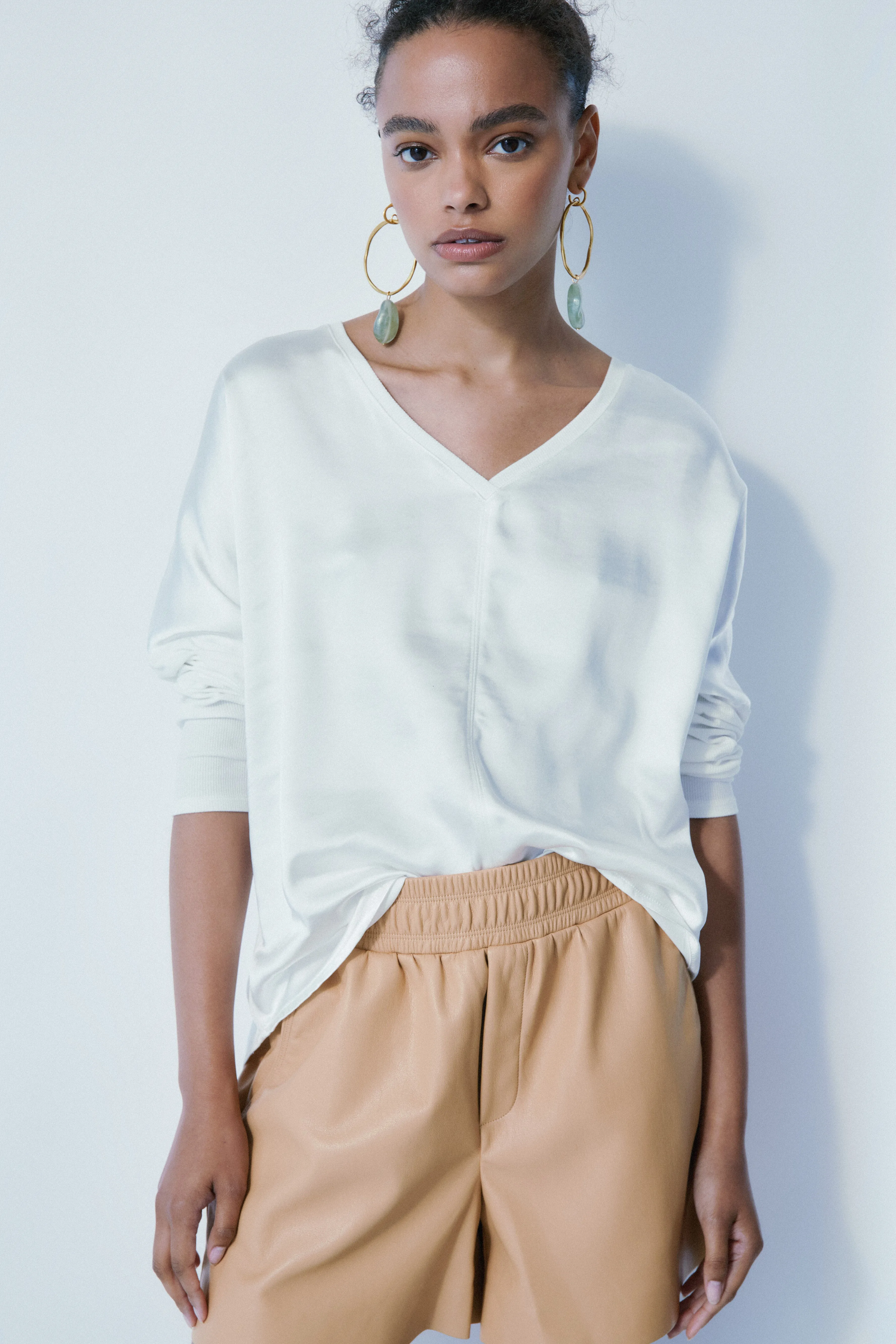 Lilo faux leather vacation beige short sold by MELISSA NEPTON