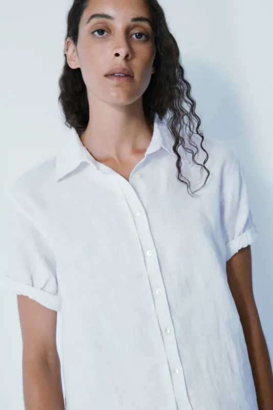 Josephine white linen shirt sold by MELISSA NEPTON