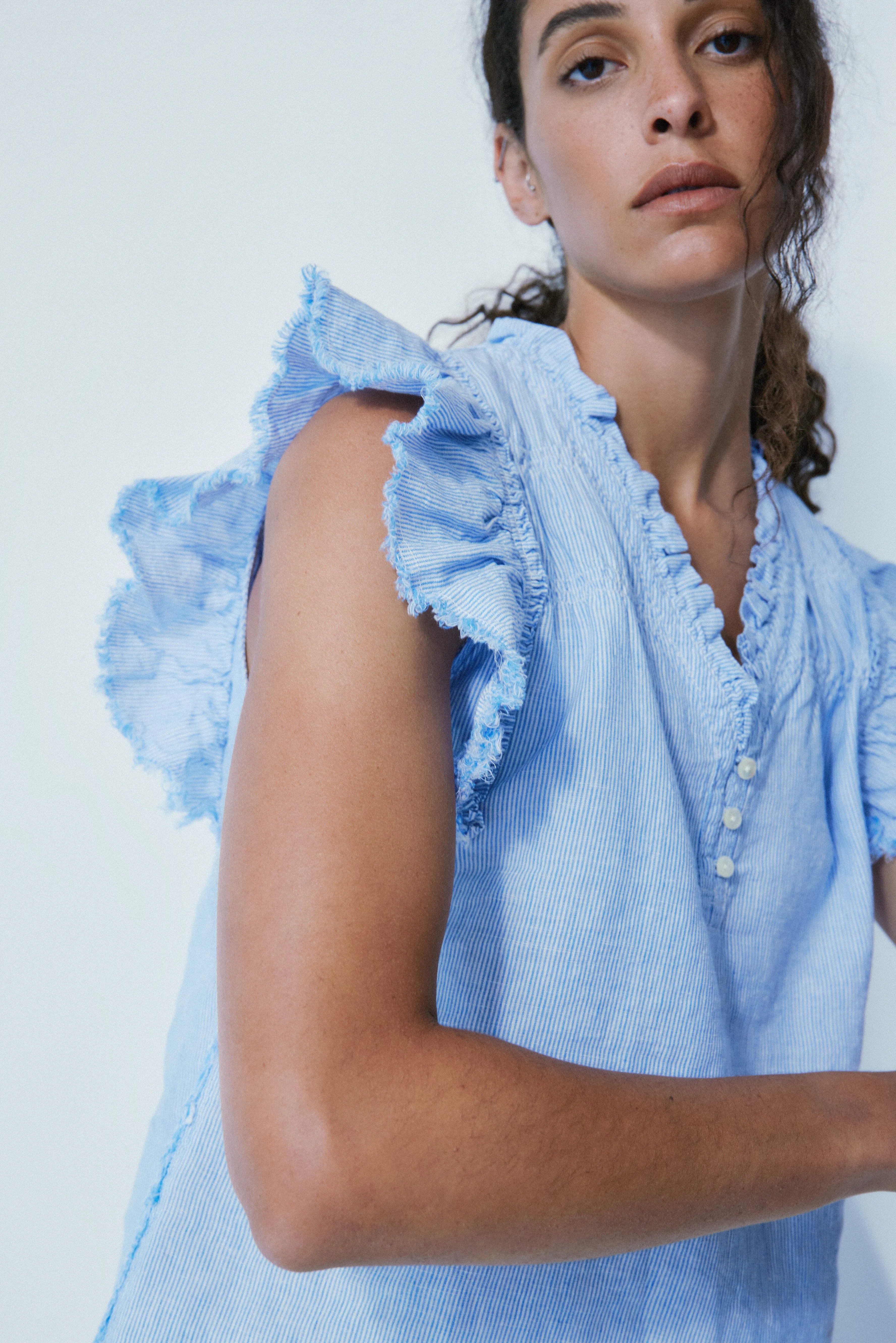 Stella blue texture stripe blouse sold by MELISSA NEPTON product image thumbnail 2