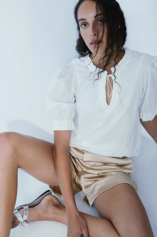 Irma off white cotton top sold by MELISSA NEPTON