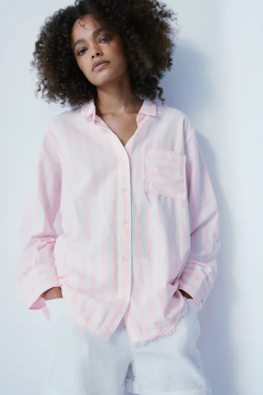 Sydney coral neon multi stripe shirt sold by MELISSA NEPTON