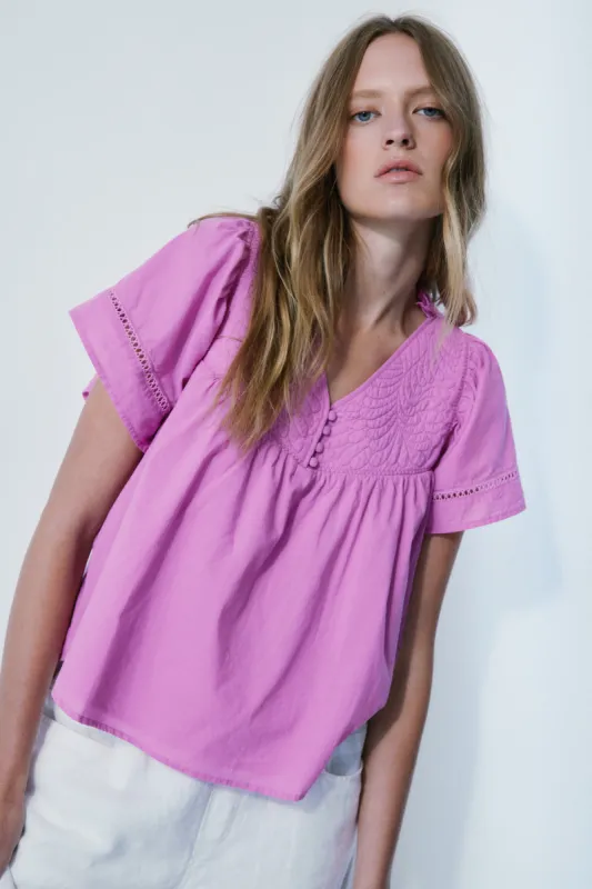 Emily fiji violet cotton blouse sold by MELISSA NEPTON