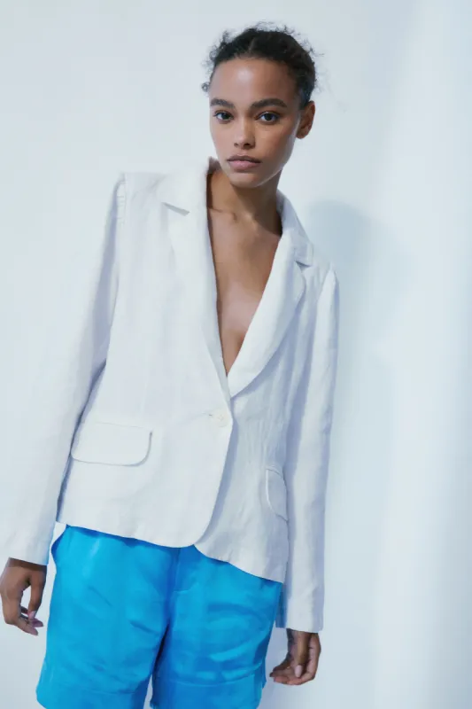Glen white linen blazer sold by MELISSA NEPTON