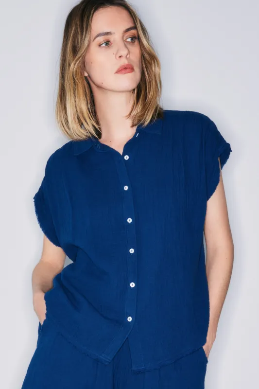 Jayla batik blue cotton shirt sold by MELISSA NEPTON