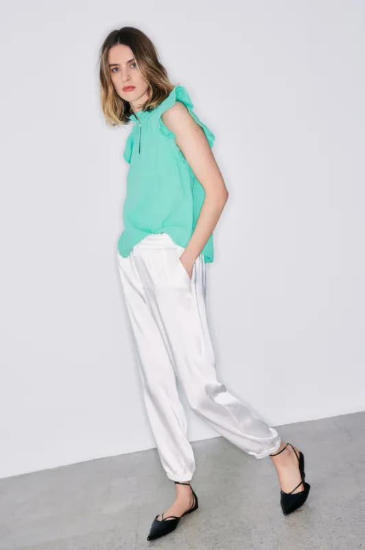 Baya off white satin jogger sold by MELISSA NEPTON
