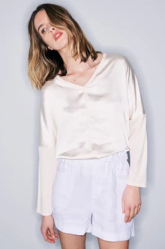 Cindy cream satin top sold by MELISSA NEPTON