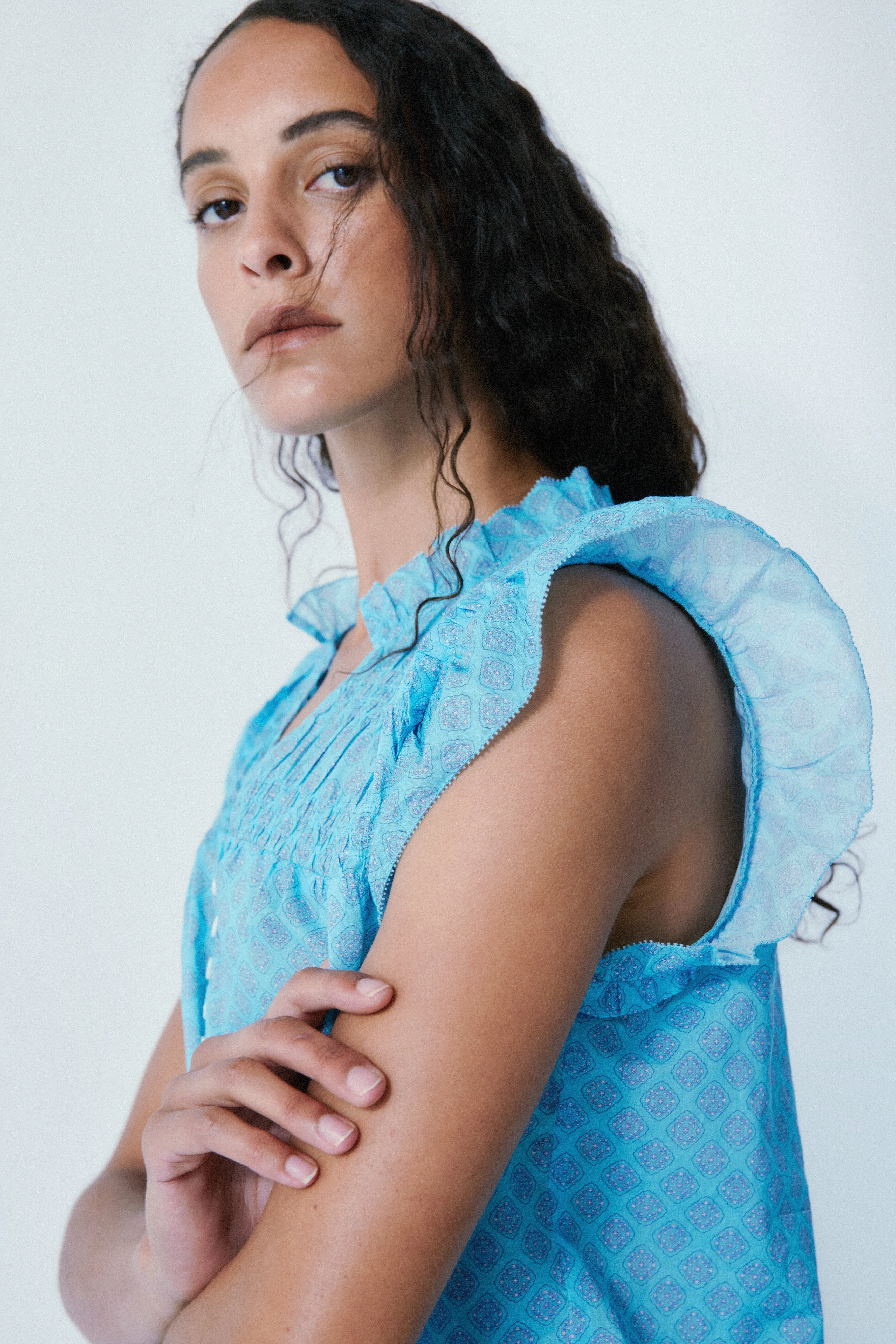 Emma light blue gem cotton blouse sold by MELISSA NEPTON product image thumbnail 2