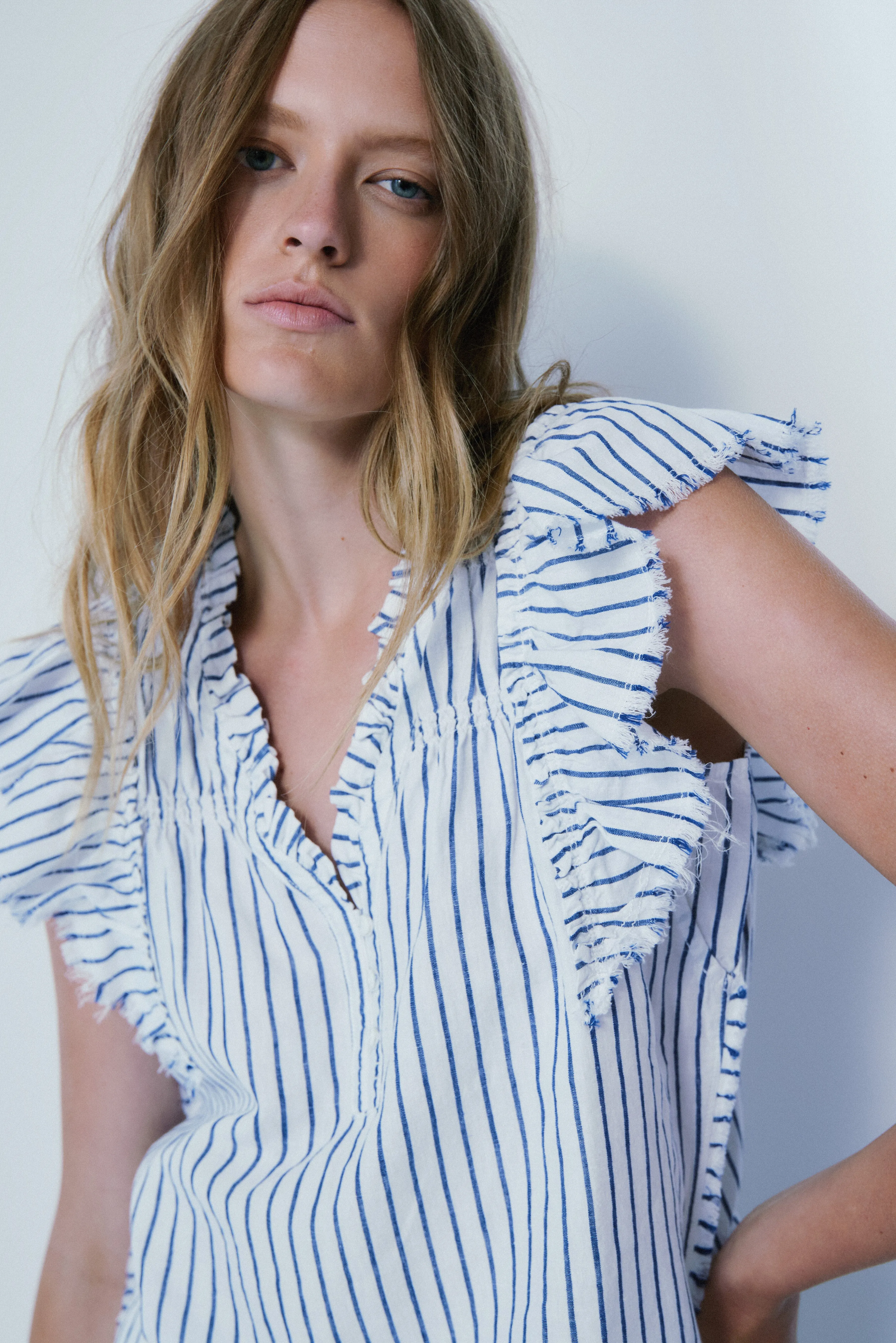 Stella off white navy stripe blouse sold by MELISSA NEPTON product image thumbnail 3
