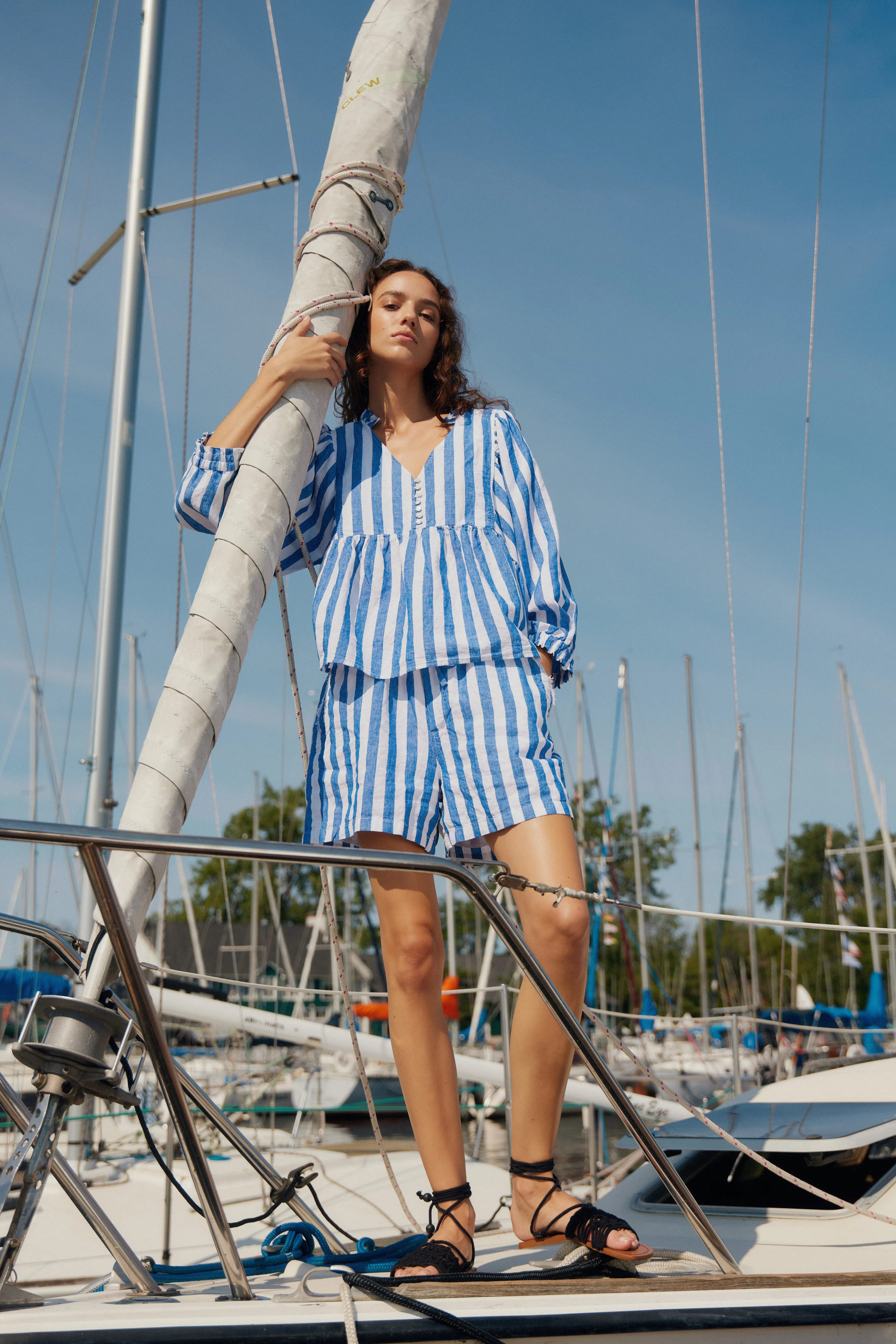 Agnes wide royal stripe blouse sold by MELISSA NEPTON product image thumbnail 3