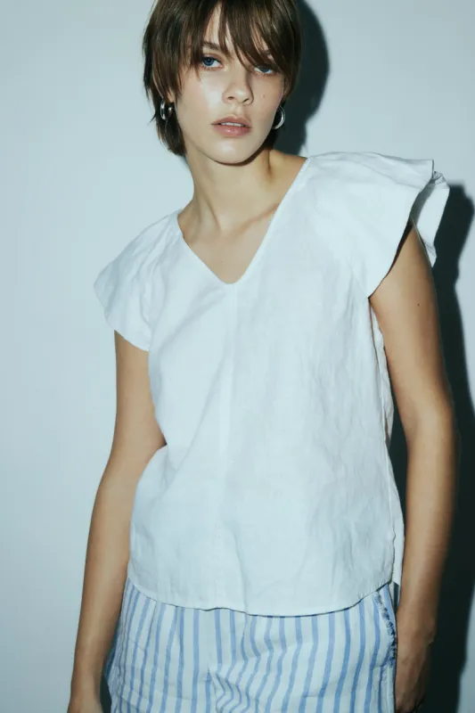 Sandra white linen blouse sold by MELISSA NEPTON