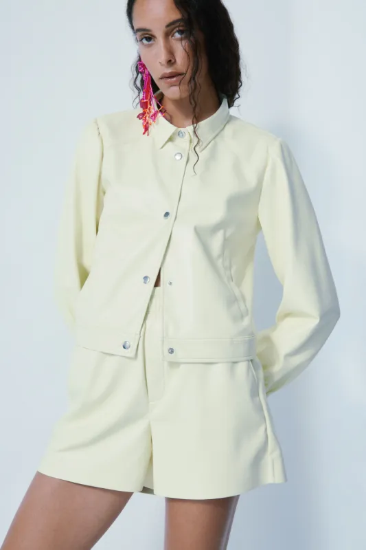 Ralph faux leather lemon sorbet jacket sold by MELISSA NEPTON