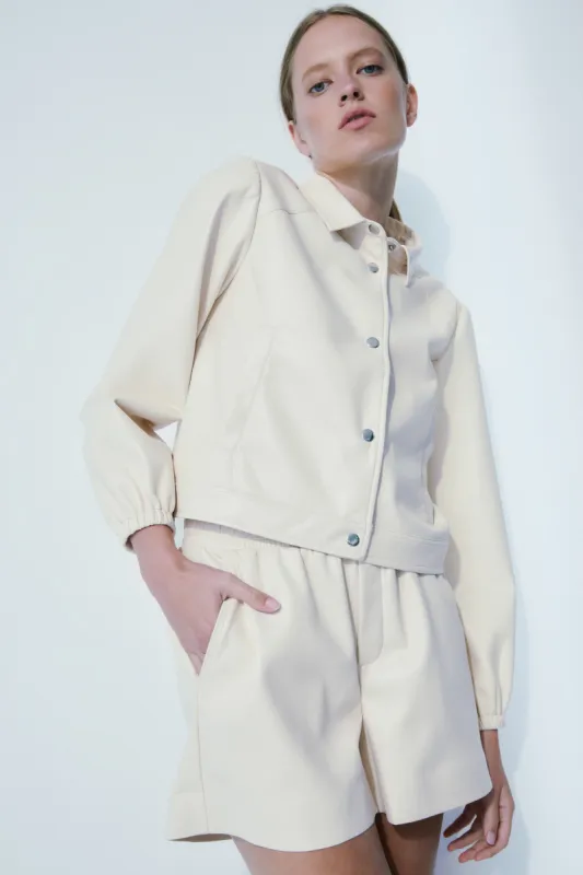 Ralph faux leather cream jacket sold by MELISSA NEPTON