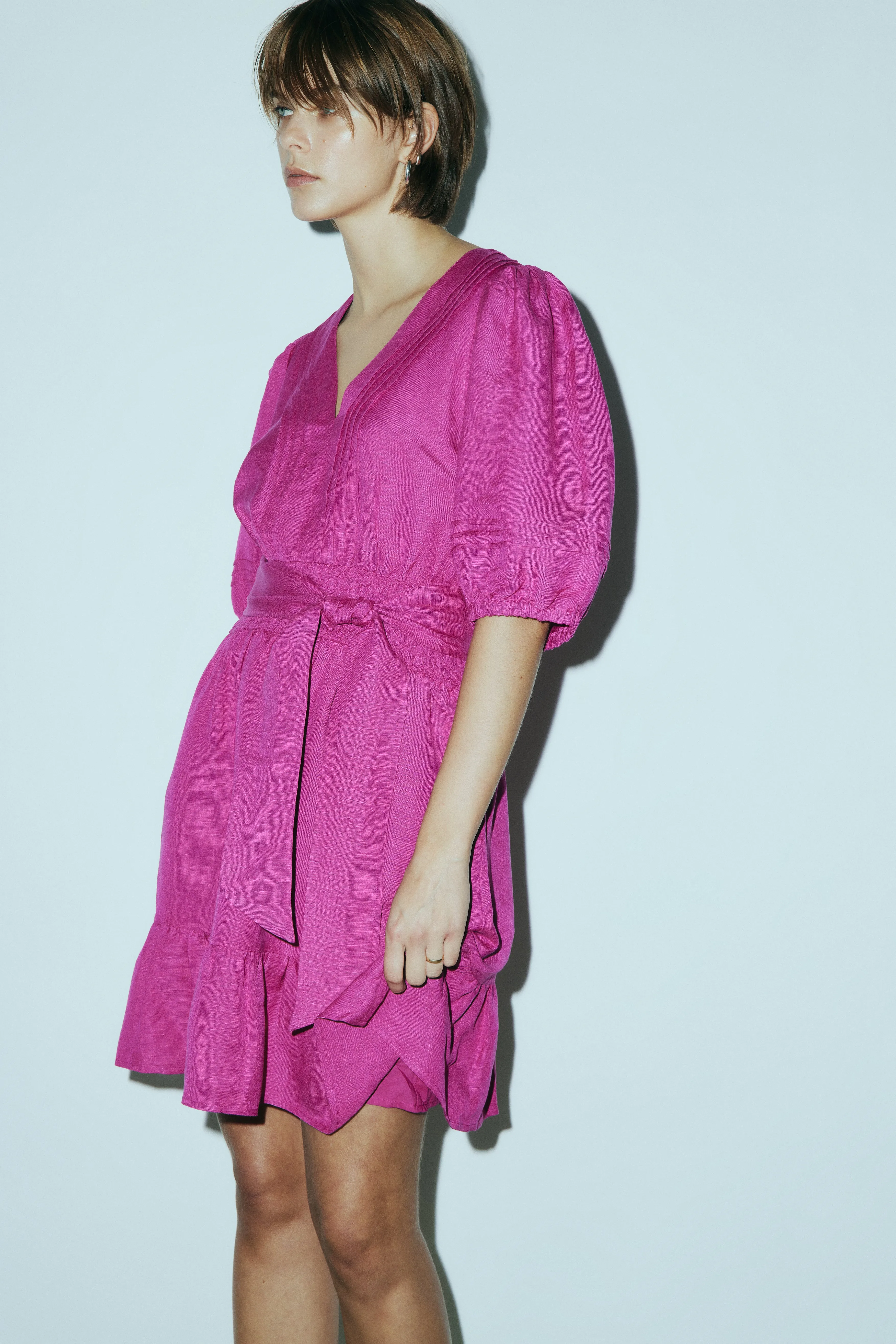 Evalyn dark fuchsia linen dress sold by MELISSA NEPTON