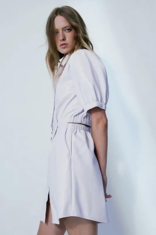 Penelop faux leather light lilac dress sold by MELISSA NEPTON