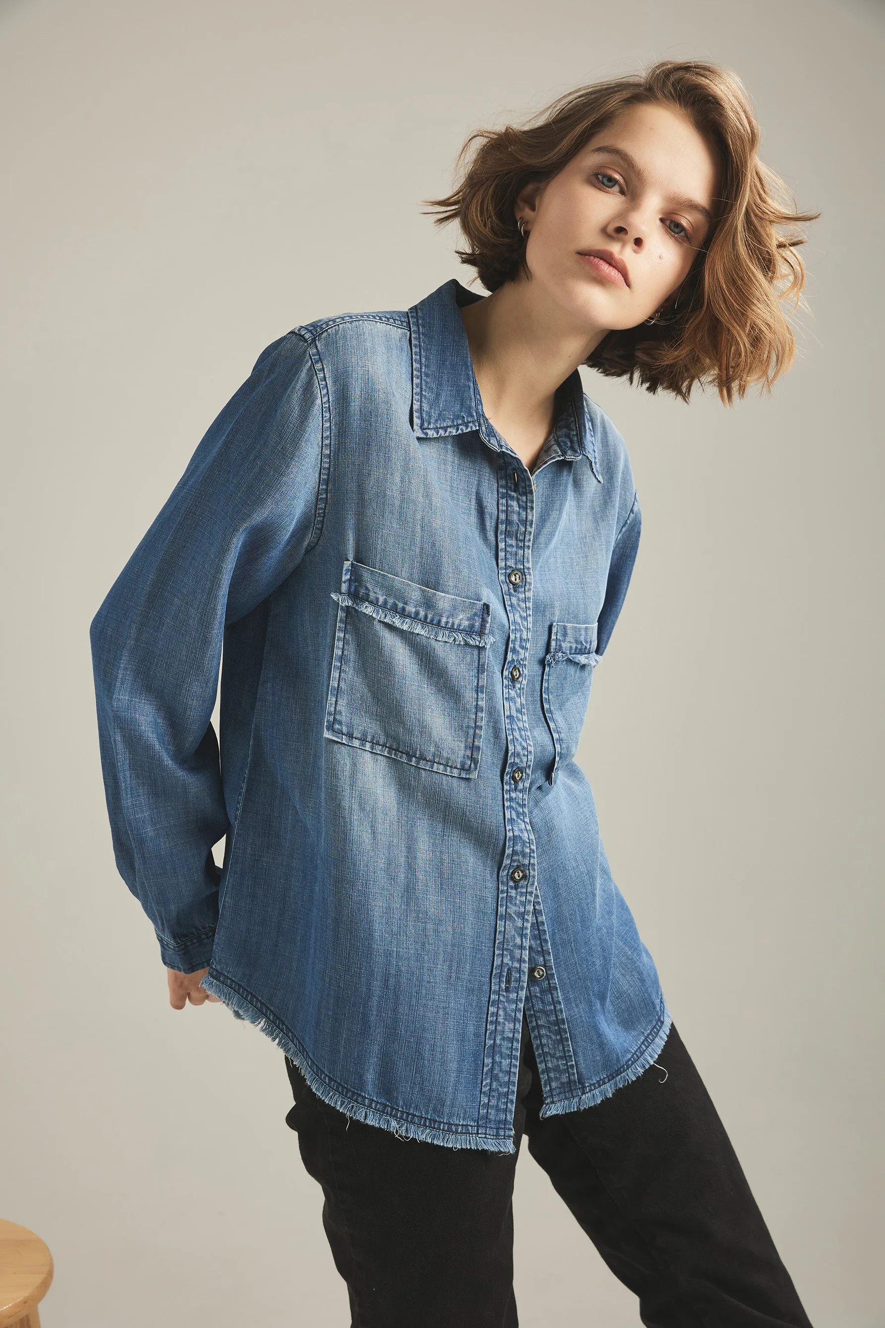 Kyle denim blue shirt sold by MELISSA NEPTON