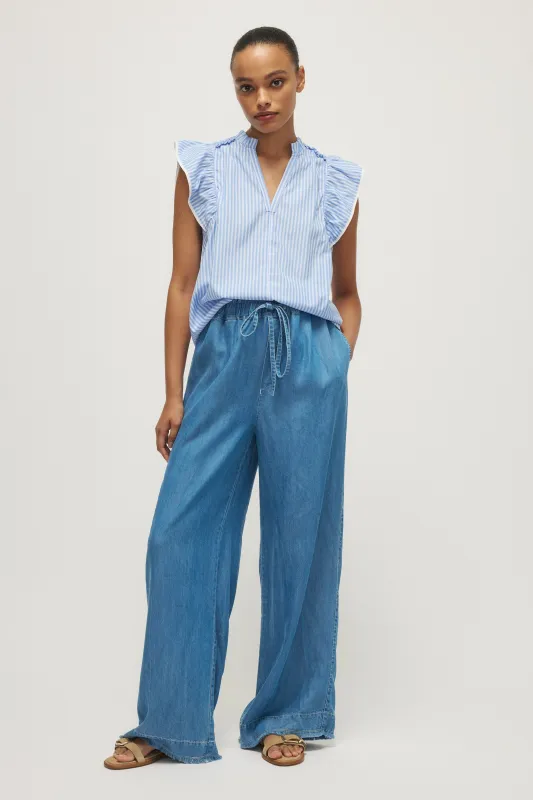 CLARIS BLOUSE-Chambray multistripe sold by MELISSA NEPTON