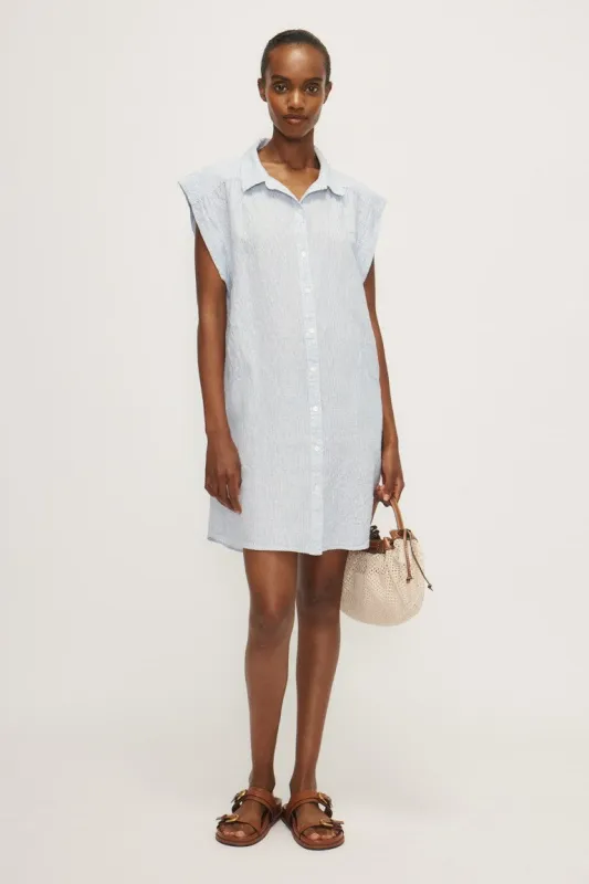 IMAN DRESS-Lt blue pin stripe sold by MELISSA NEPTON