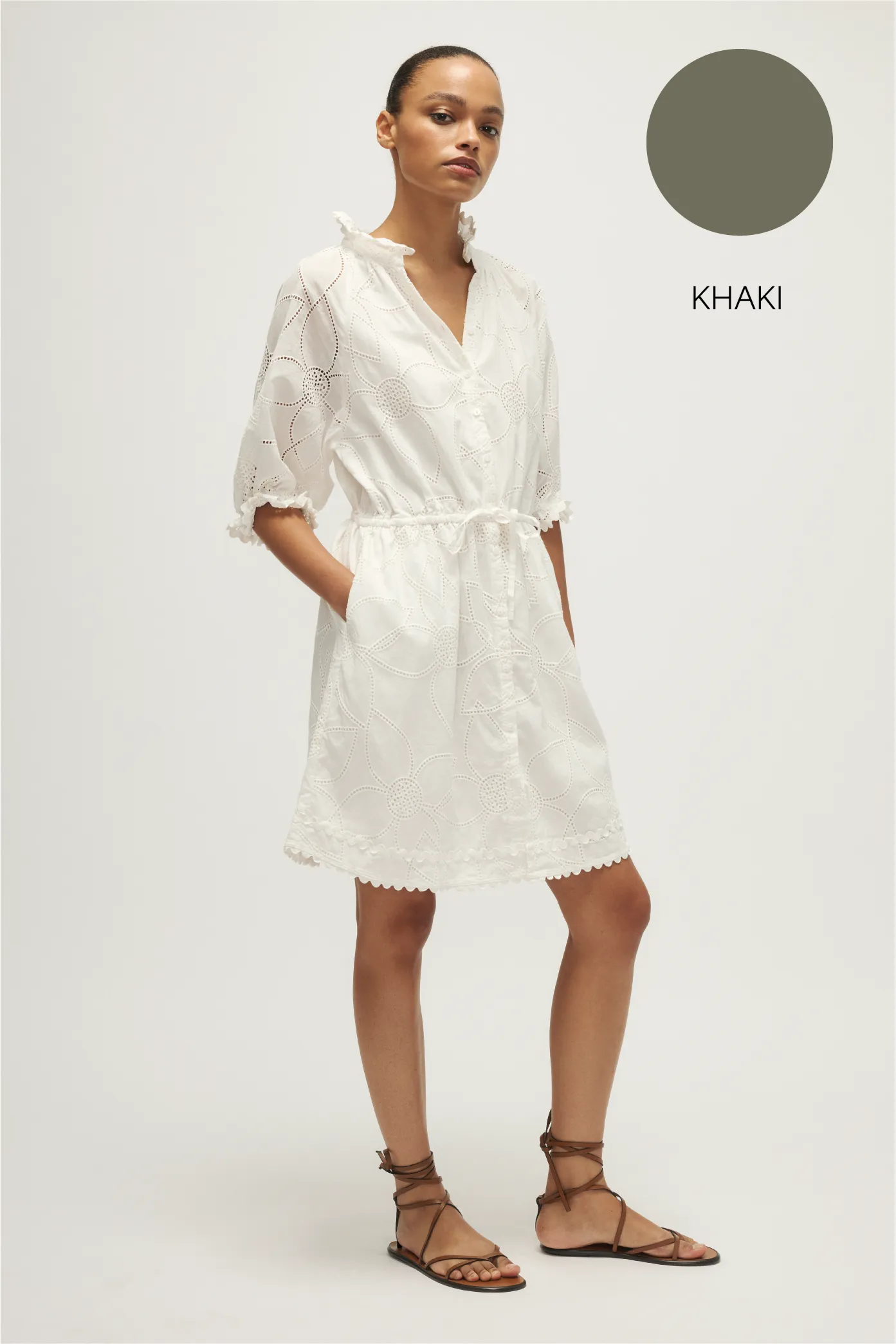 SUZAN DRESS-Khaki green sold by MELISSA NEPTON