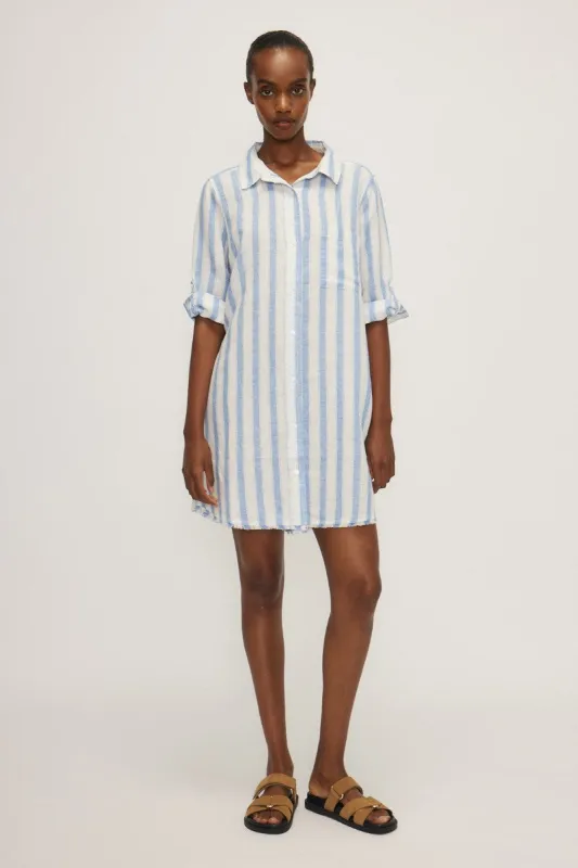 JOSIE DRESS-Lt blue wide stripe sold by MELISSA NEPTON