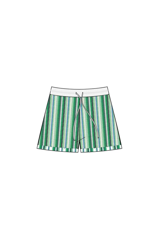 YOLANDA SHORT-Green stripe sold by MELISSA NEPTON