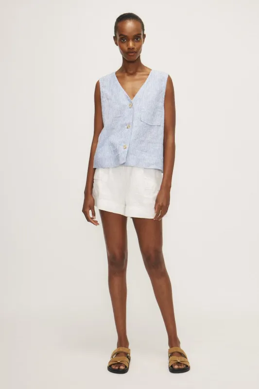 LINDEN VEST-Navy stripe made by MELISSA NEPTON