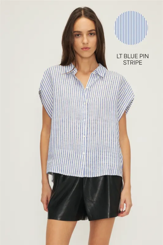 SIMON SHIRT-Lt blue pin stripe sold by MELISSA NEPTON