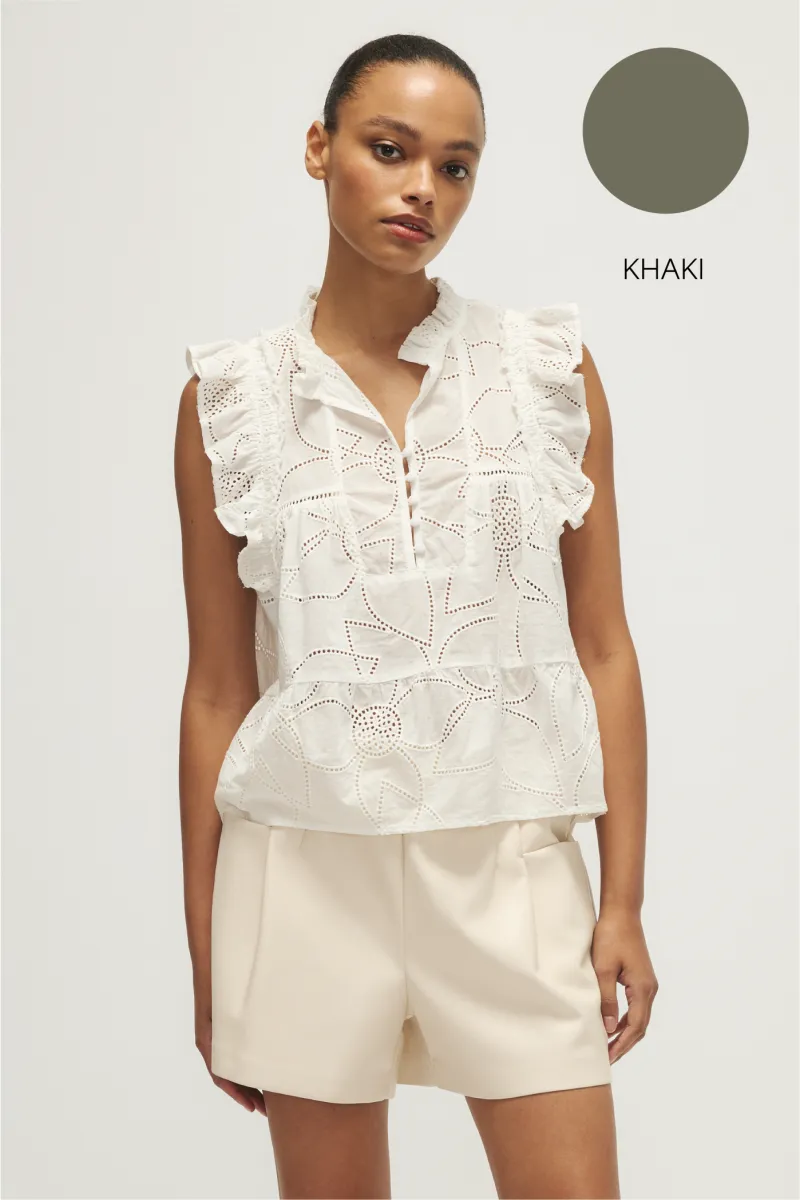 PALOMA BLOUSE-Khaki green sold by MELISSA NEPTON