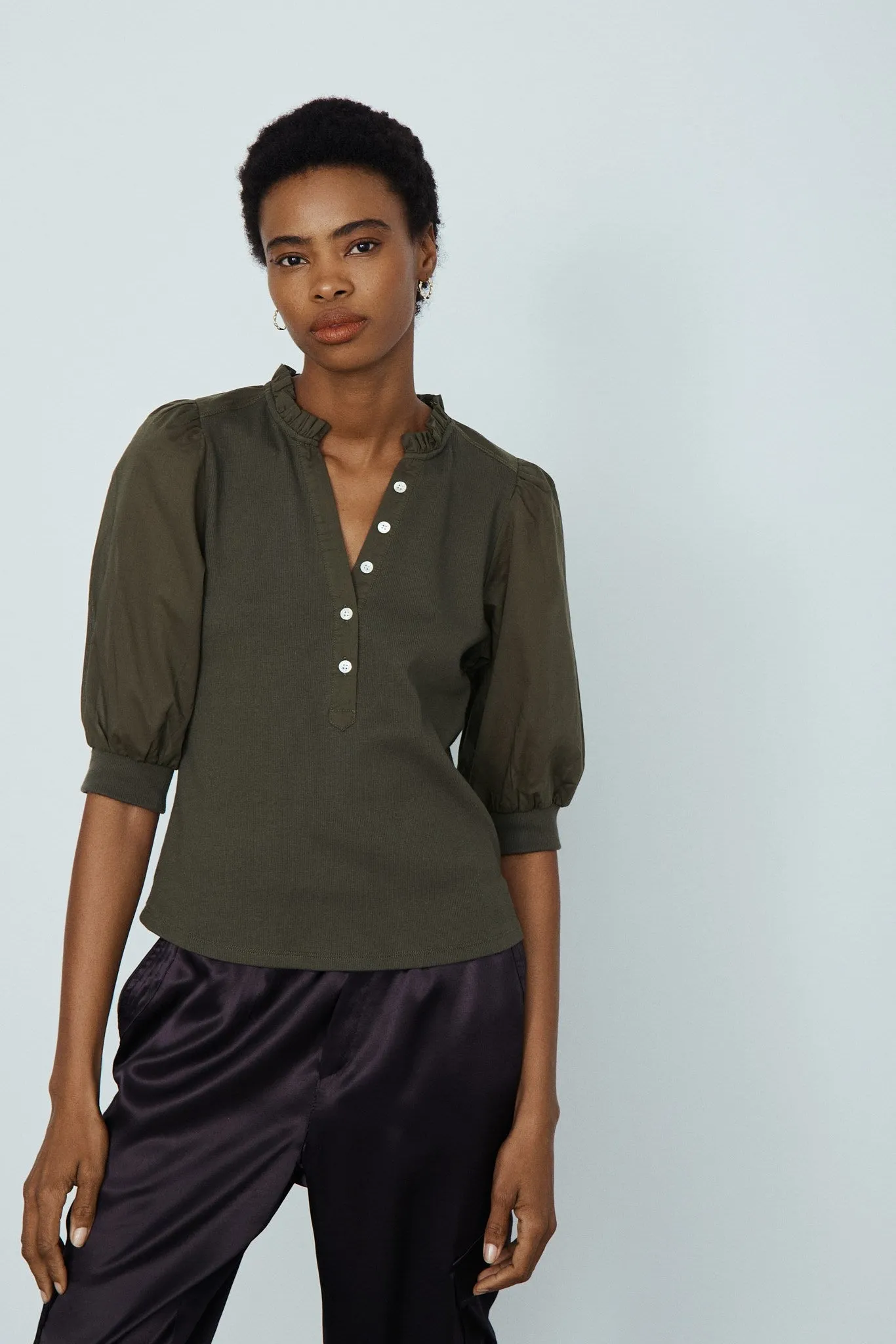 CLEMENTE TOP-Green khaki sold by MELISSA NEPTON