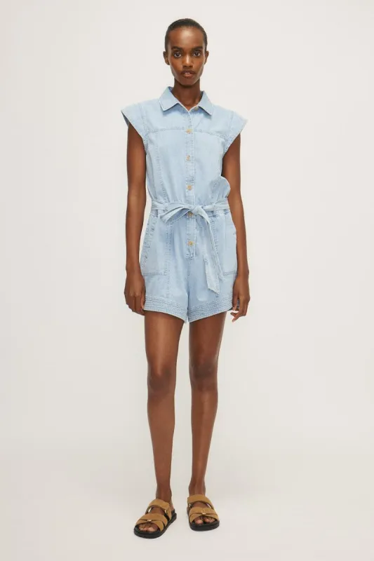 ULYSSE ROMPER-Bleached blue sold by MELISSA NEPTON