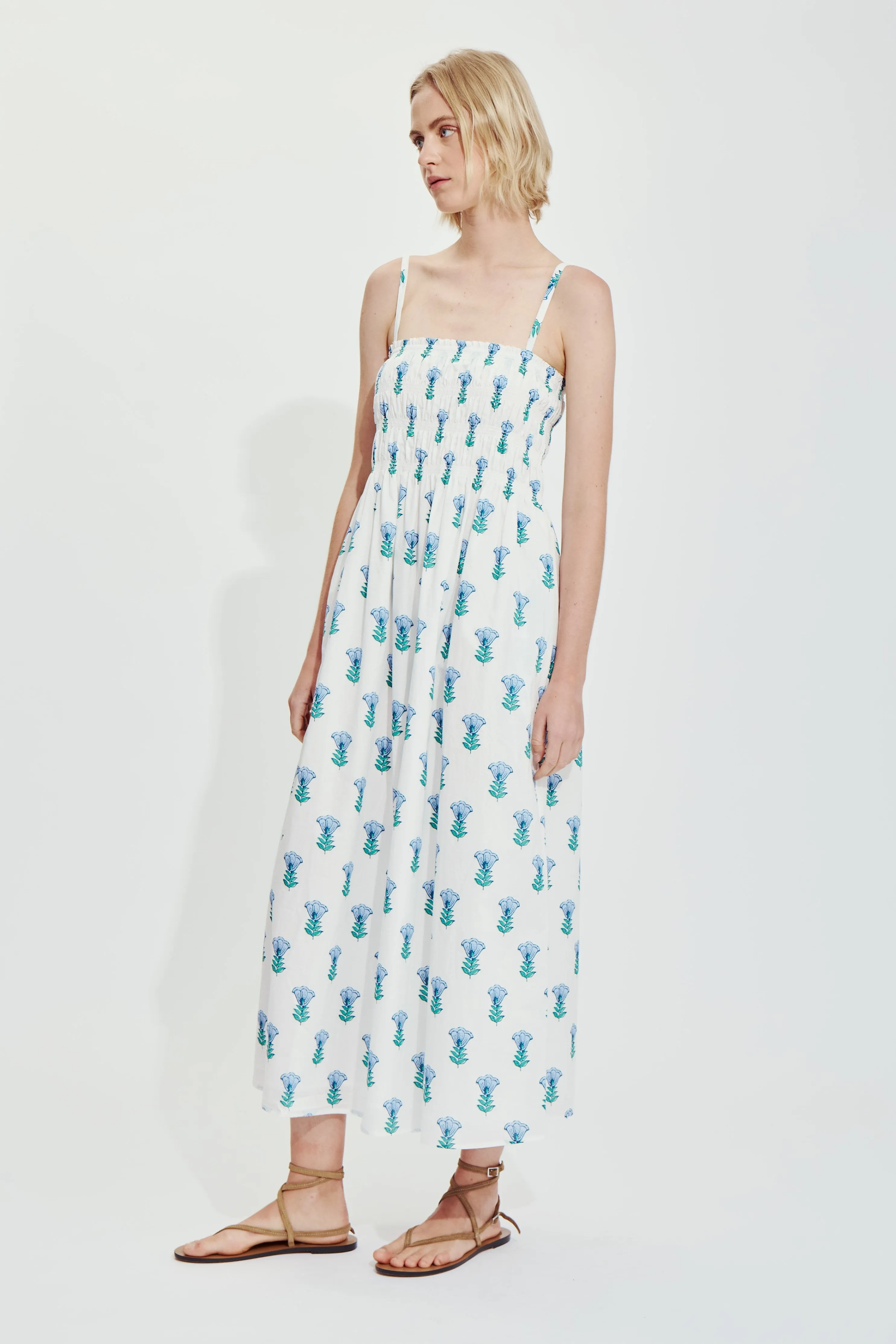 AMIE DRESS-Blue conv. floral sold by MELISSA NEPTON