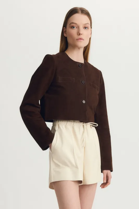 GLENDA JACKET-Brown suede sold by MELISSA NEPTON