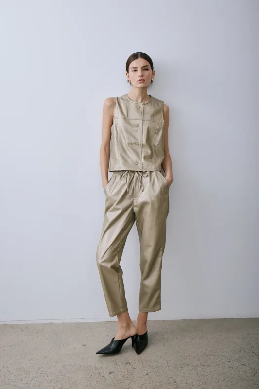 JORDYN PANT-Metallic moss sold by MELISSA NEPTON