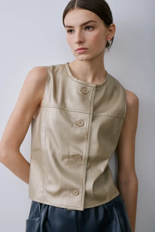 FRANCE VEST-Metallic moss sold by MELISSA NEPTON