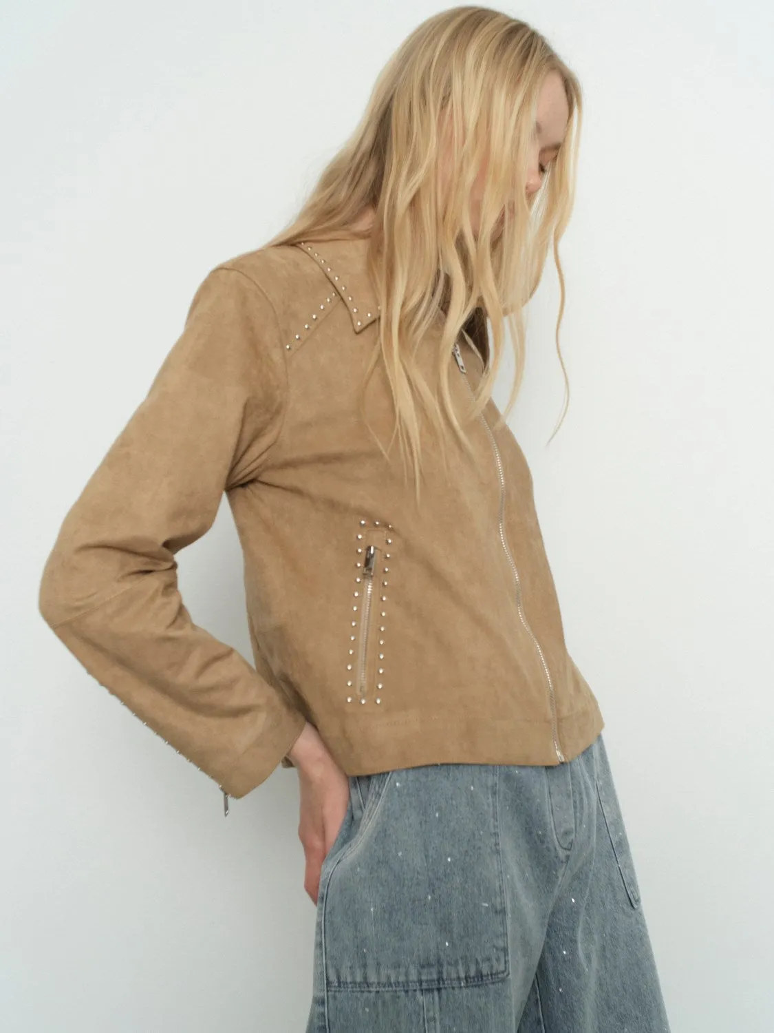 SOTO-Champagne suede sold by MELISSA NEPTON