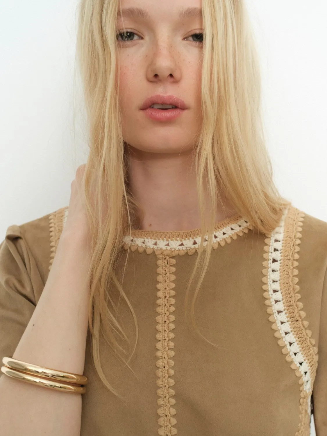 OLEN-Champagne suede sold by MELISSA NEPTON