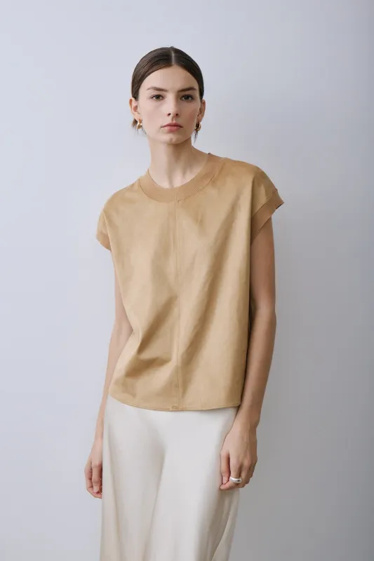 JOSETTE-Champagne suede sold by MELISSA NEPTON