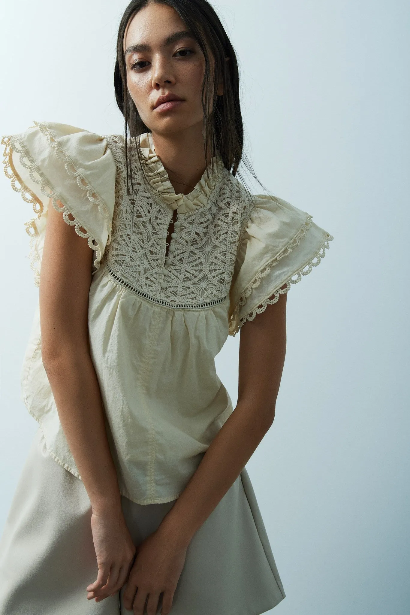 MASSON BLOUSE-Greige sold by MELISSA NEPTON