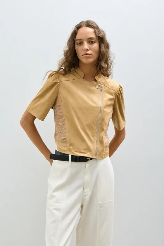 FREDDY JACKET-Tan suede made by MELISSA NEPTON