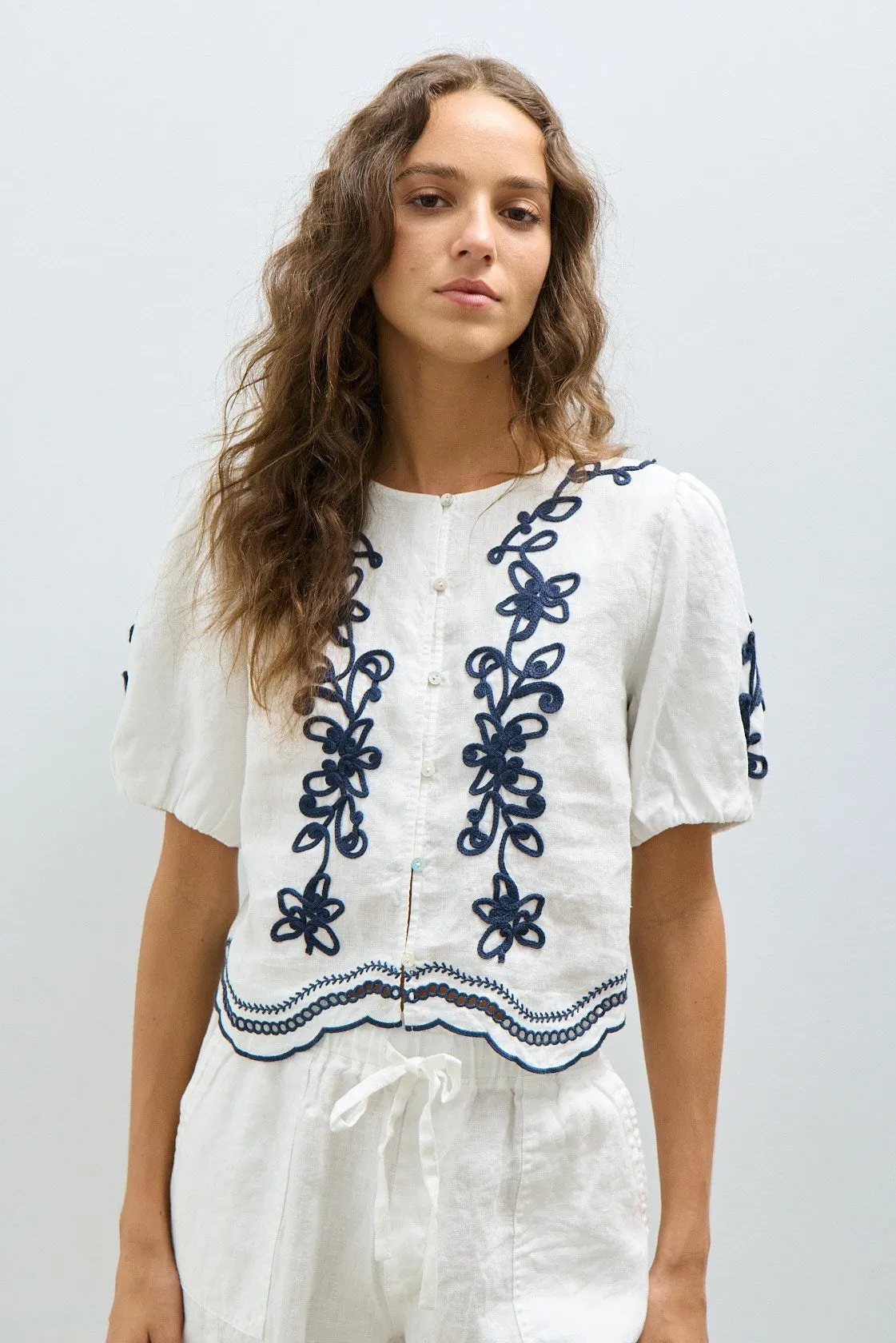 POPPY BLOUSE-Navy soutache sold by MELISSA NEPTON