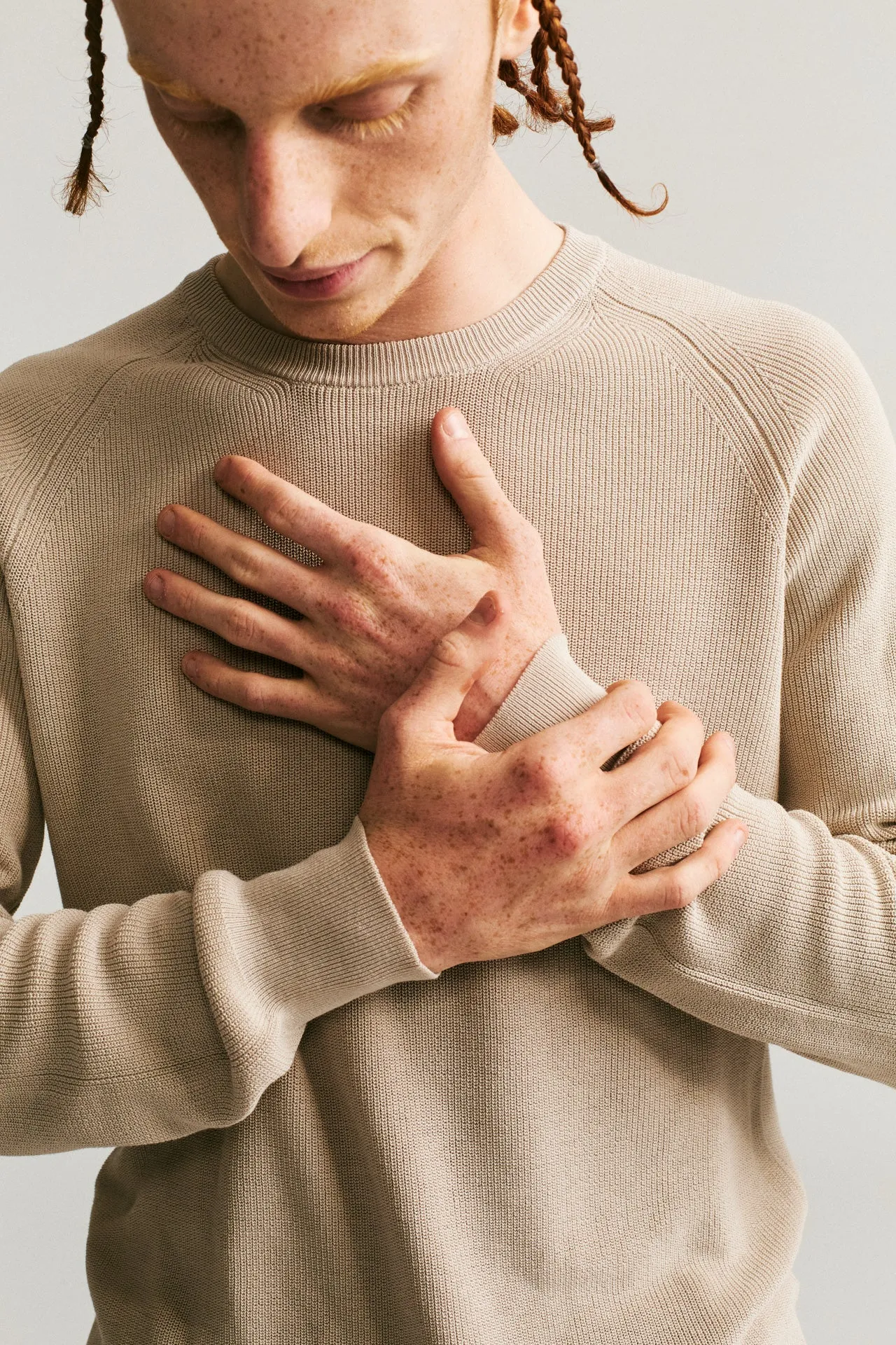 RIB STITCH SWEATER - CREPE SUDAN - CONRETE sold by Casey Casey Womens