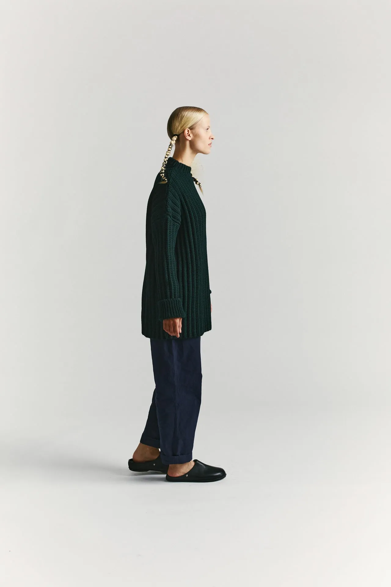 CREW NECK OPEN RIB SWEATER - WOOLY - GREEN sold by Casey Casey product image thumbnail 5