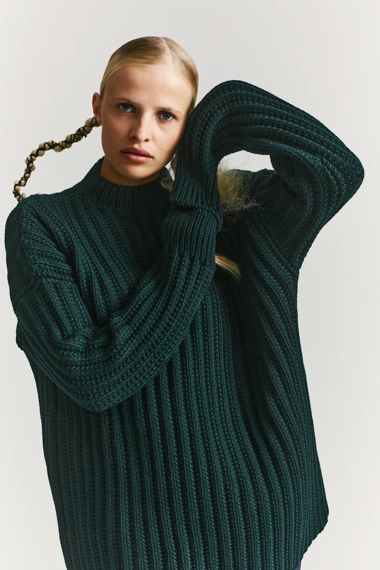 CREW NECK OPEN RIB SWEATER - WOOLY - GREEN sold by Casey Casey product image thumbnail 3
