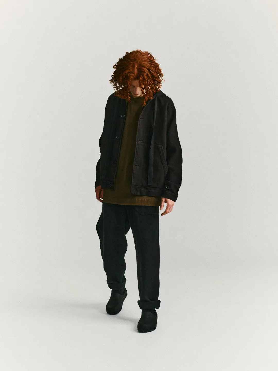 WORKER HOODIE - WOOL COT - BLACK sold by Casey Casey Womens