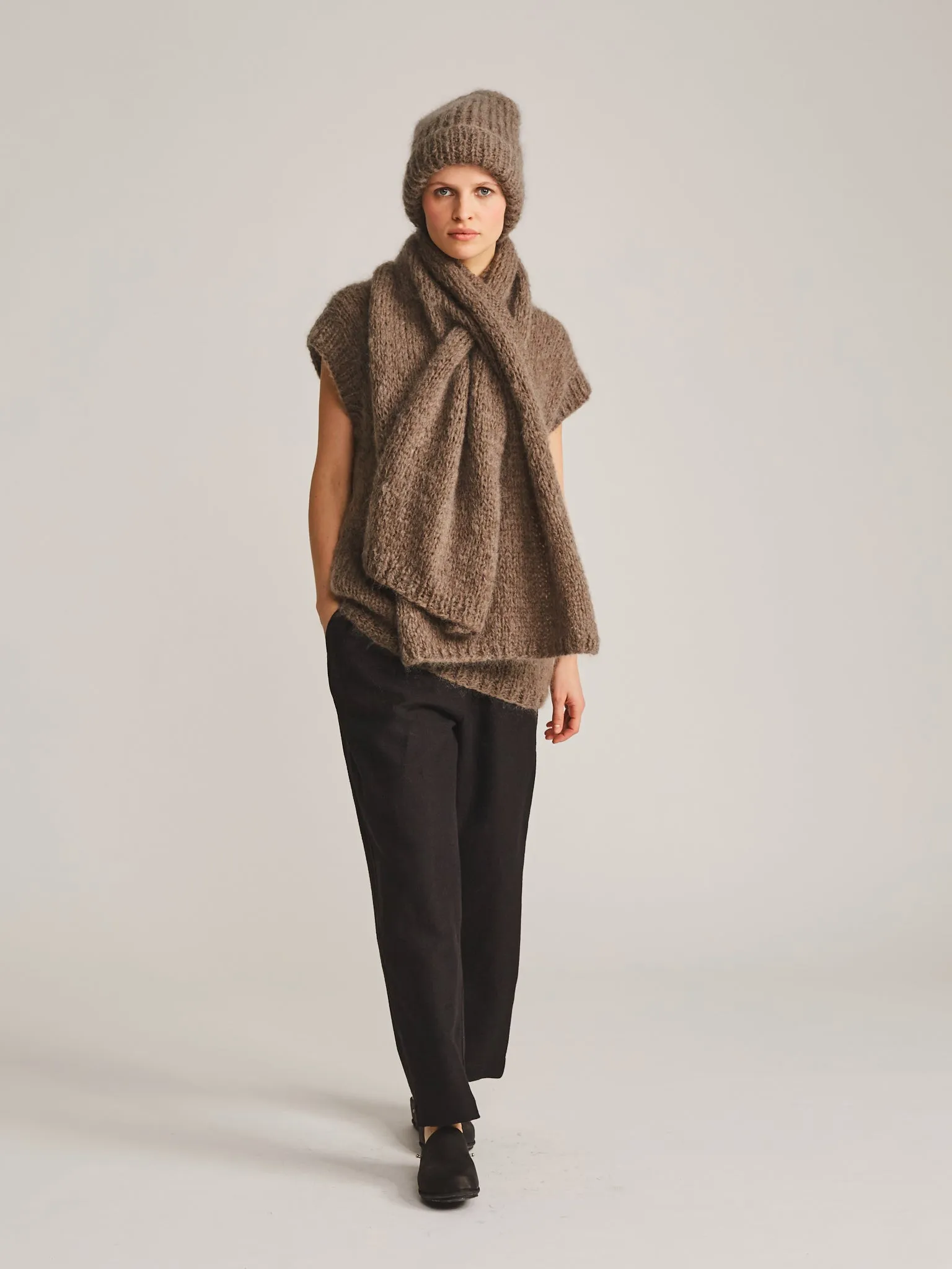 SCARF - MOHAIR - KHAKI sold by Casey Casey Womens